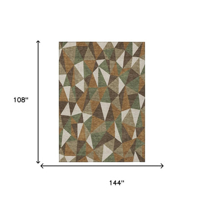 9' X 12' Chocolate And Brown Geometric Washable Indoor Outdoor Area Rug HomeRoots