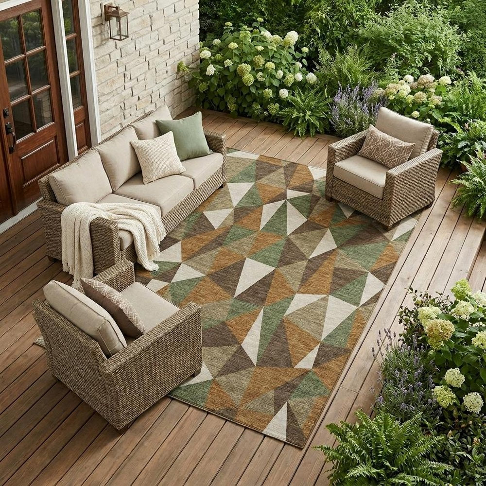 9' X 12' Chocolate And Brown Geometric Washable Indoor Outdoor Area Rug HomeRoots