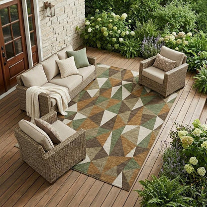 9' X 12' Chocolate And Brown Geometric Washable Indoor Outdoor Area Rug HomeRoots