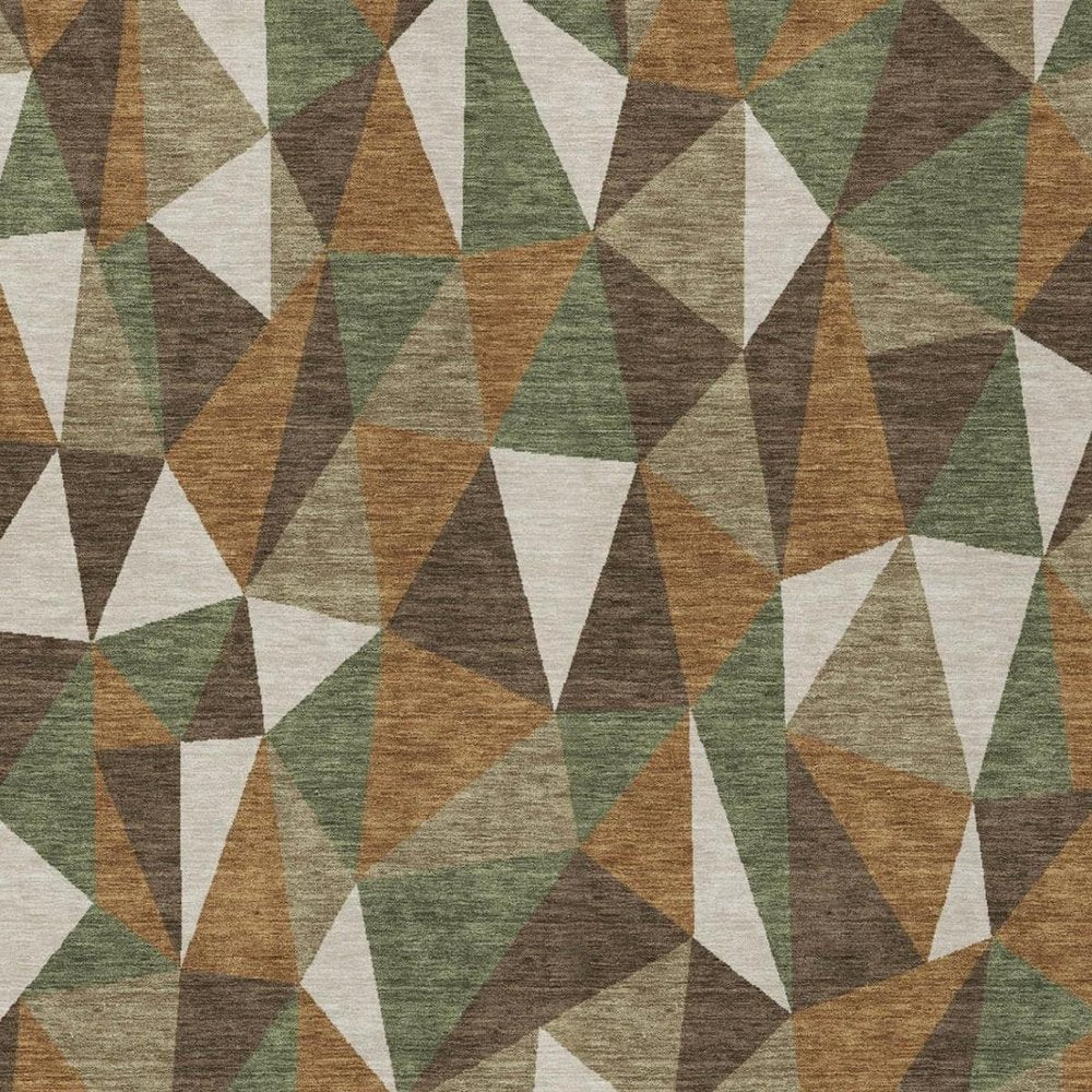 10' X 14' Chocolate And Brown Geometric Washable Indoor Outdoor Area Rug
