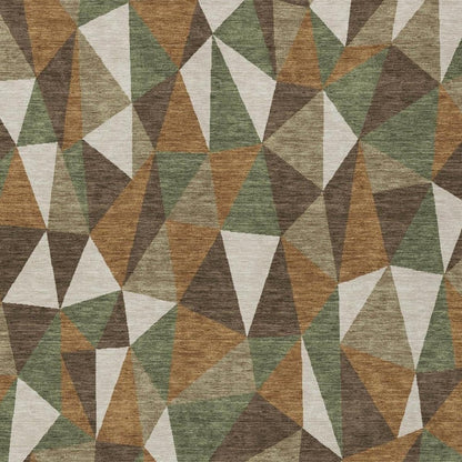 10' X 14' Chocolate And Brown Geometric Washable Indoor Outdoor Area Rug
