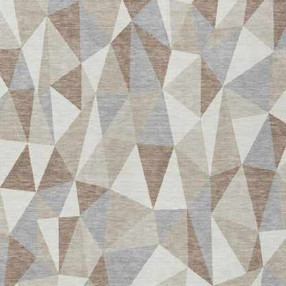 5' X 8' Ivory And Silver Geometric Washable Indoor Outdoor Area Rug