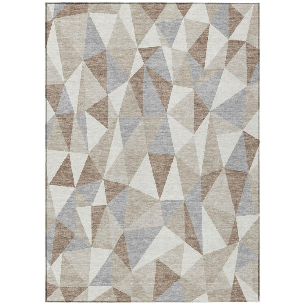 5' X 8' Ivory And Silver Geometric Washable Indoor Outdoor Area Rug — view 2
