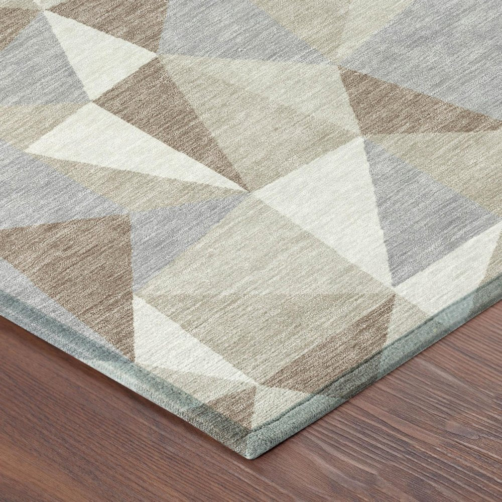 8' X 10' Ivory And Silver Geometric Washable Indoor Outdoor Area Rug — view 2