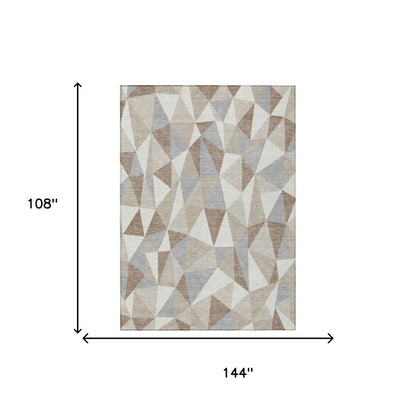 9' X 12' Ivory And Silver Geometric Washable Indoor Outdoor Area Rug HomeRoots