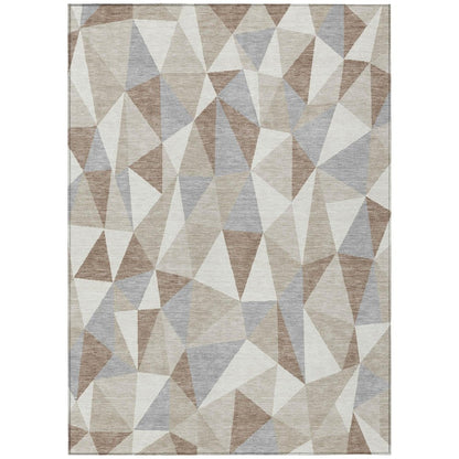 9' X 12' Ivory And Silver Geometric Washable Indoor Outdoor Area Rug HomeRoots