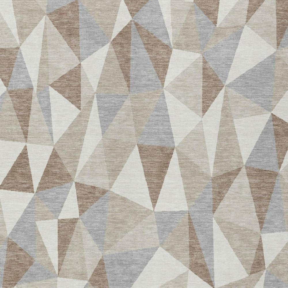 10' X 14' Ivory And Silver Geometric Washable Indoor Outdoor Area Rug
