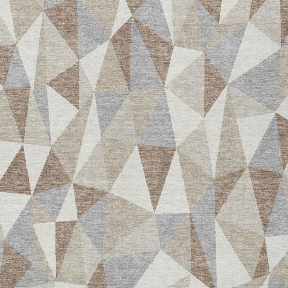 10' X 14' Ivory And Silver Geometric Washable Indoor Outdoor Area Rug — view 9