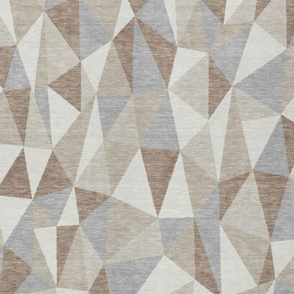 10' X 14' Ivory And Silver Geometric Washable Indoor Outdoor Area Rug
