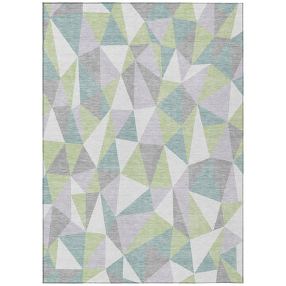 5' X 8' Mint Green And Green Geometric Washable Indoor Outdoor Area Rug HomeRoots