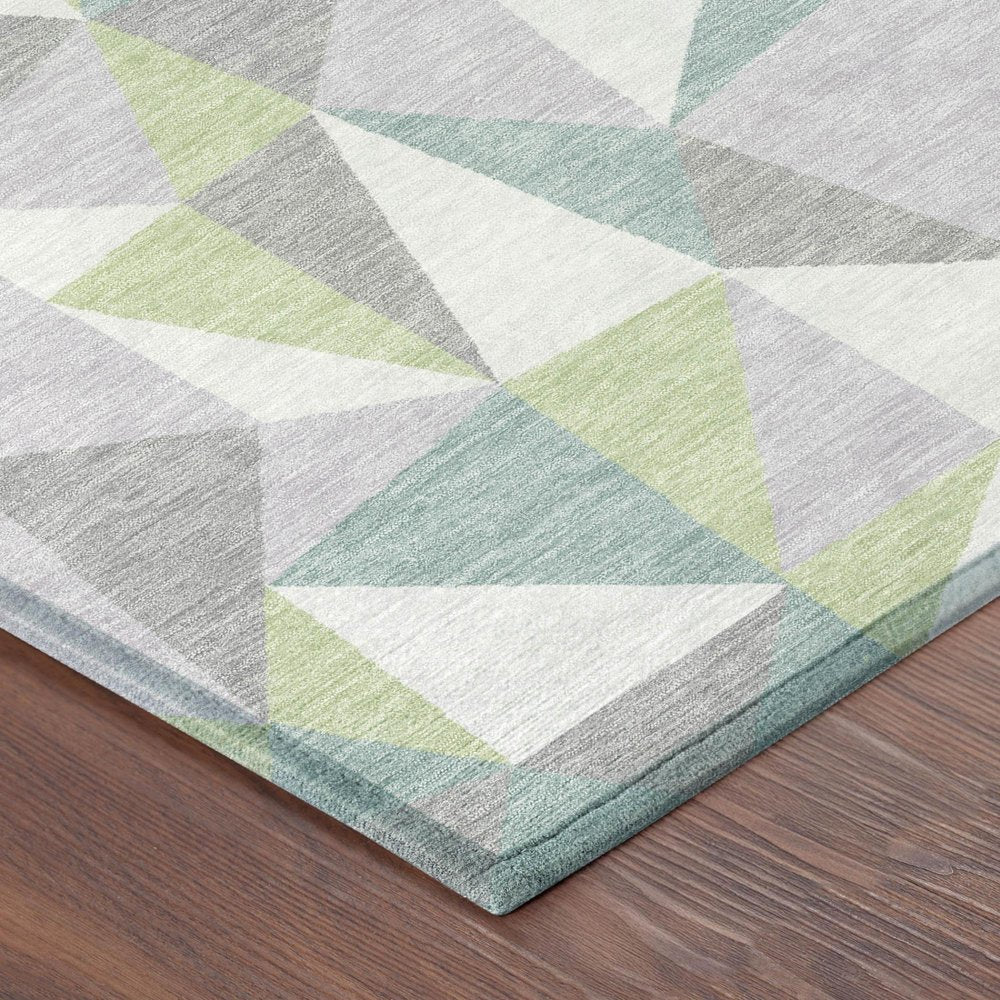 5' X 8' Mint Green And Green Geometric Washable Indoor Outdoor Area Rug HomeRoots