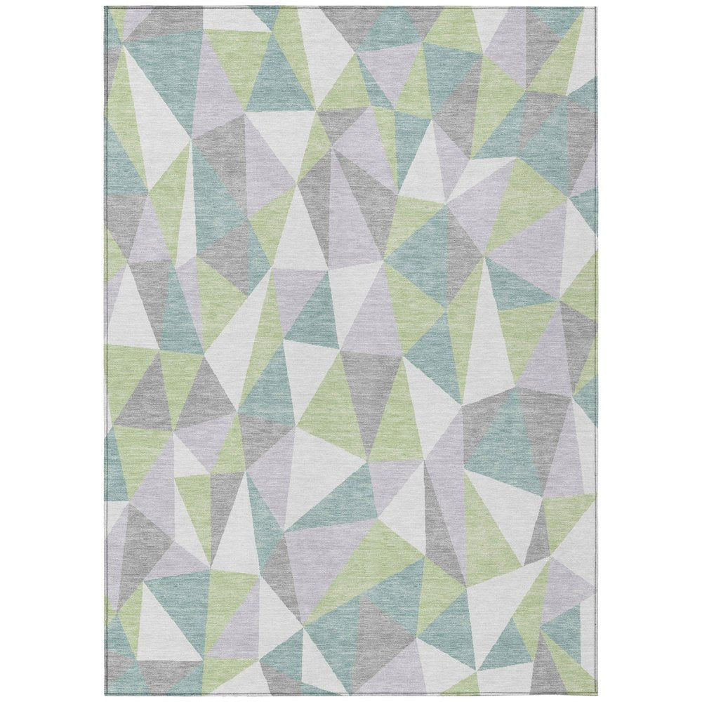 8' X 10' Mint Green And Green Geometric Washable Indoor Outdoor Area Rug HomeRoots