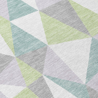 8' X 10' Mint Green And Green Geometric Washable Indoor Outdoor Area Rug HomeRoots