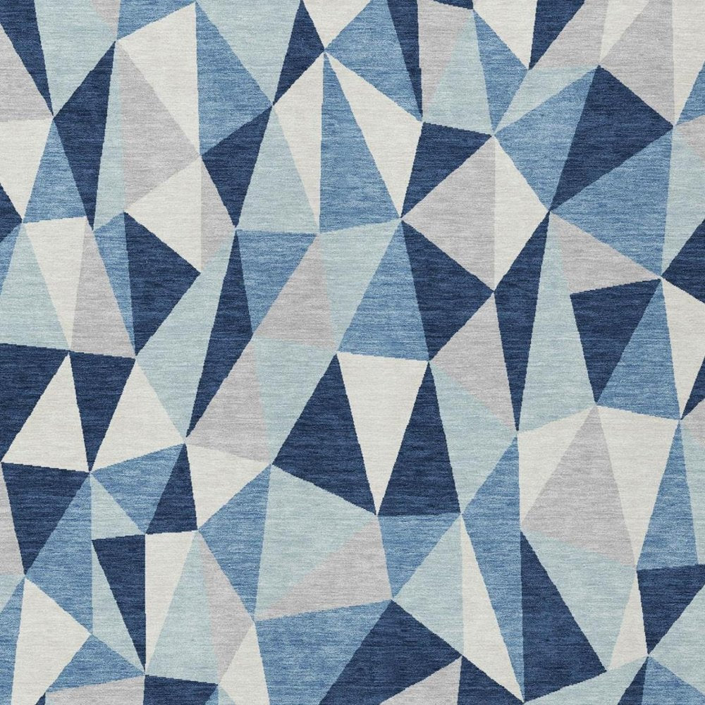 3' X 5' Navy Blue And Blue Geometric Washable Indoor Outdoor Area Rug — view 8