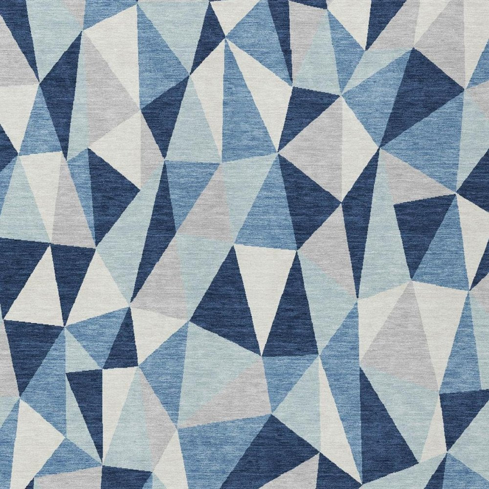 8' X 10' Navy Blue And Blue Geometric Washable Indoor Outdoor Area Rug — view 8