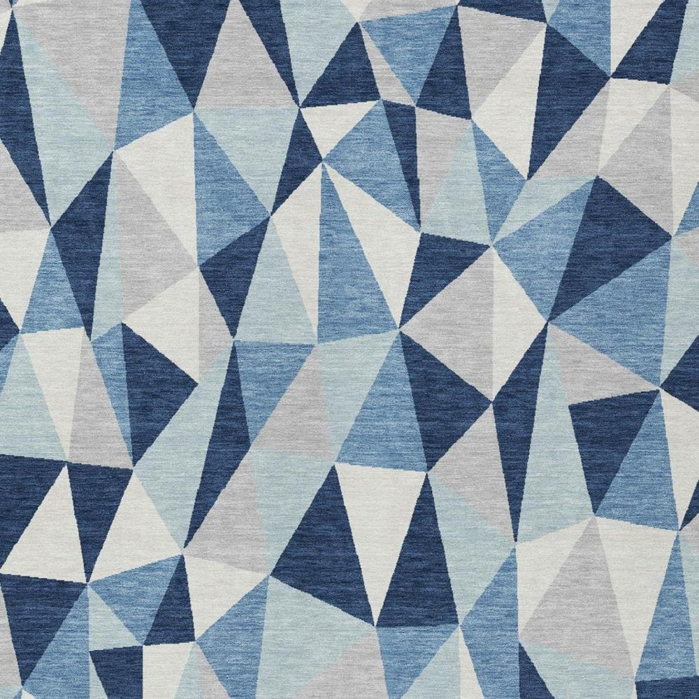 8' X 10' Navy Blue And Blue Geometric Washable Indoor Outdoor Area Rug — view 9