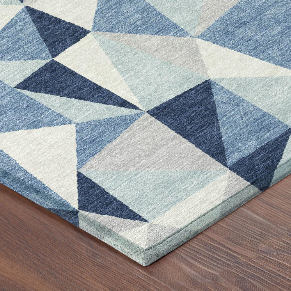 8' X 10' Navy Blue And Blue Geometric Washable Indoor Outdoor Area Rug HomeRoots