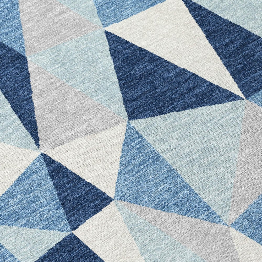 8' X 10' Navy Blue And Blue Geometric Washable Indoor Outdoor Area Rug HomeRoots