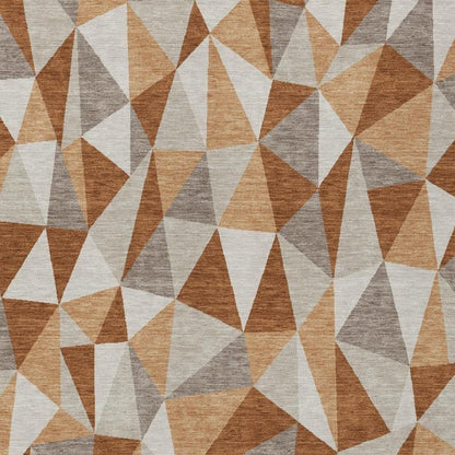 8' X 10' Orange And Brown Geometric Washable Indoor Outdoor Area Rug