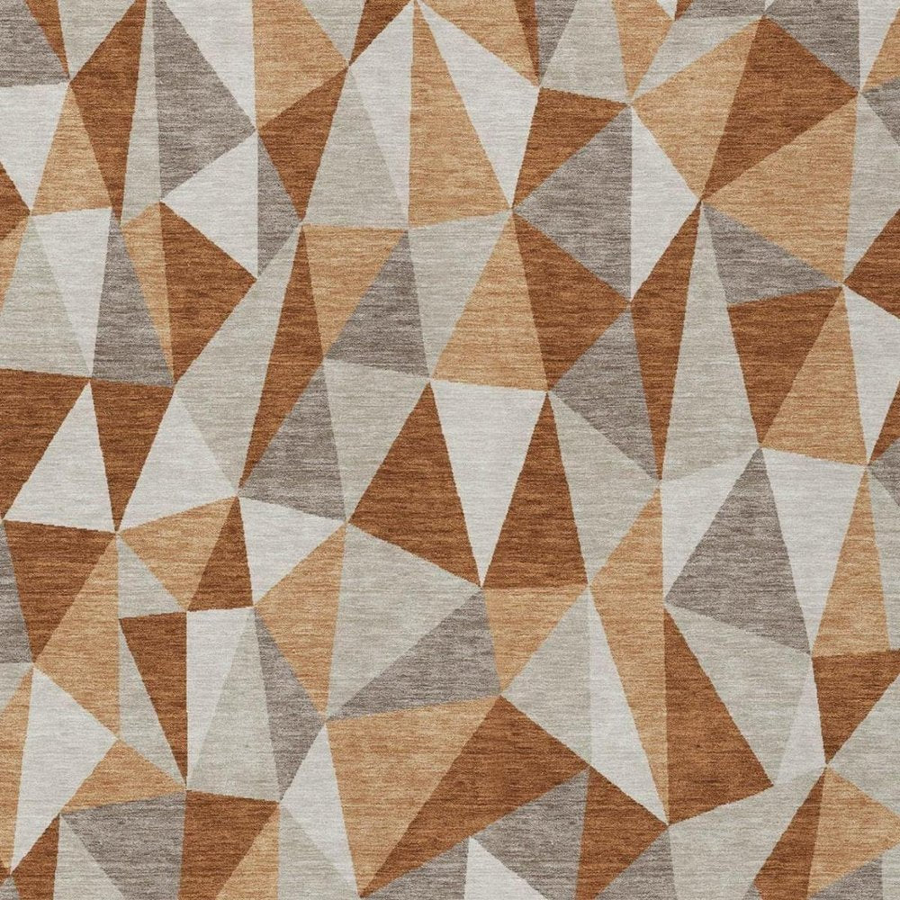 8' X 10' Orange And Brown Geometric Washable Indoor Outdoor Area Rug — view 9