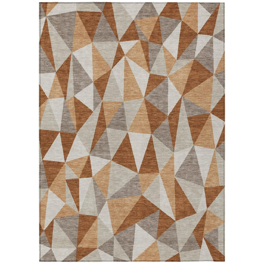 8' X 10' Orange And Brown Geometric Washable Indoor Outdoor Area Rug HomeRoots