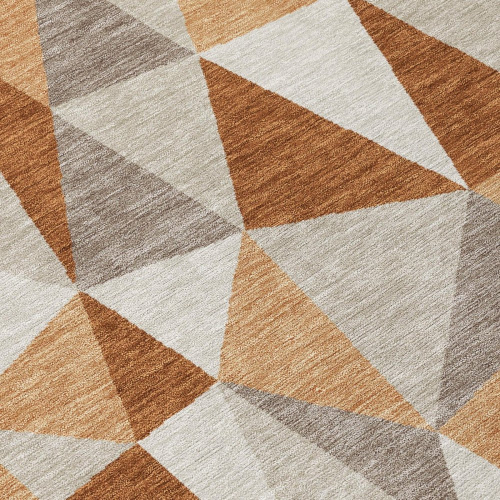 8' X 10' Orange And Brown Geometric Washable Indoor Outdoor Area Rug — view 3