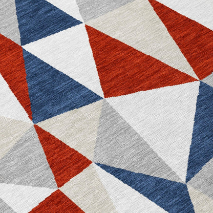 9' X 12' Red And Silver Geometric Washable Indoor Outdoor Area Rug HomeRoots