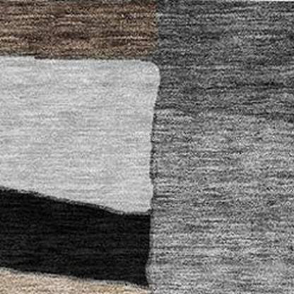 8' X 10' Black And Graphite Geometric Washable Indoor Outdoor Area Rug HomeRoots