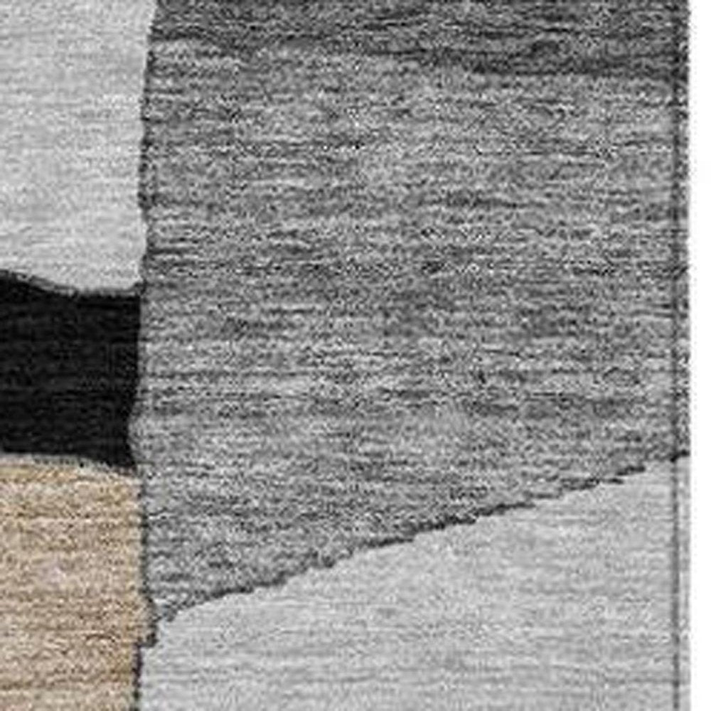 8' X 10' Black And Graphite Geometric Washable Indoor Outdoor Area Rug — view 9