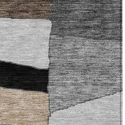 9' X 12' Black And Graphite Geometric Washable Indoor Outdoor Area Rug HomeRoots