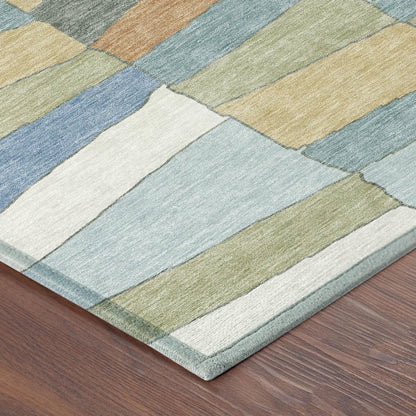 9' X 12' Blue And Ivory Geometric Washable Indoor Outdoor Area Rug HomeRoots