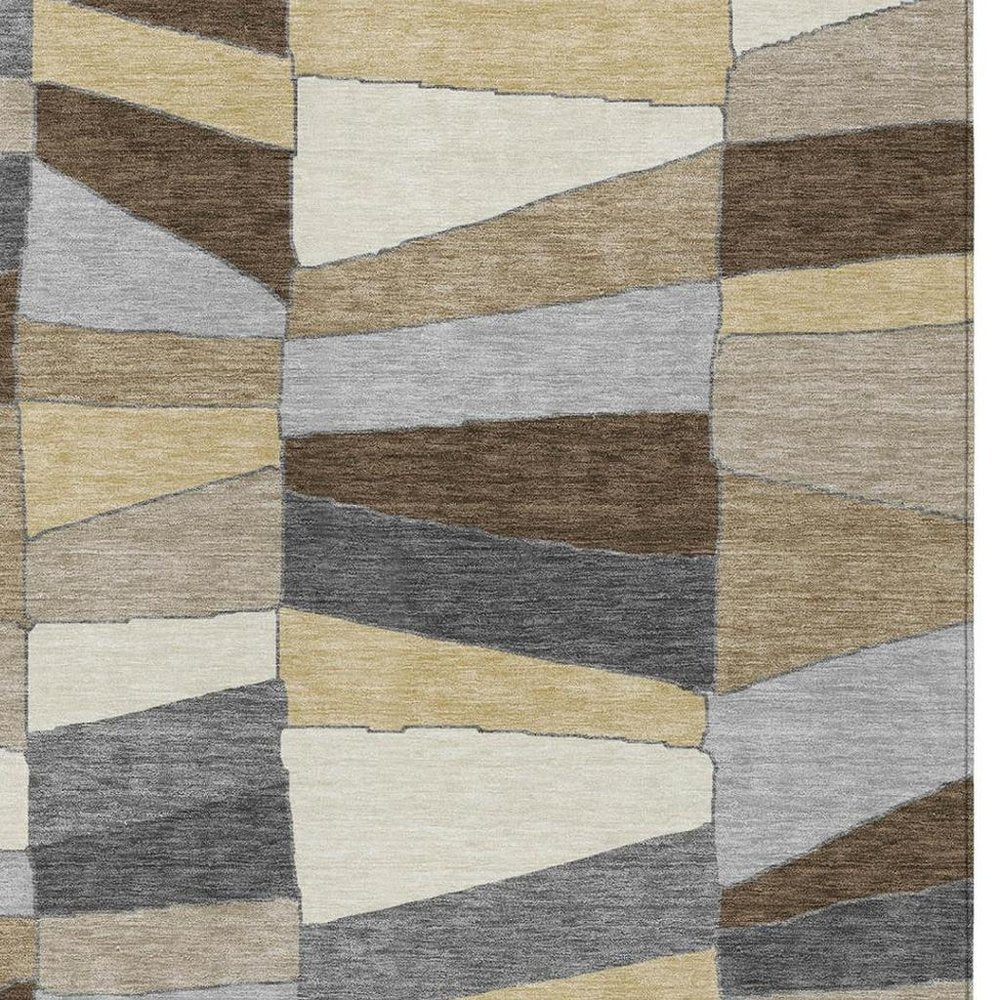 3' X 5' Chocolate And Brown Geometric Washable Indoor Outdoor Area Rug HomeRoots