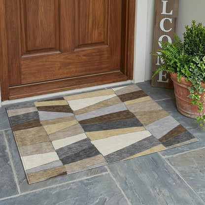 3' X 5' Chocolate And Brown Geometric Washable Indoor Outdoor Area Rug HomeRoots