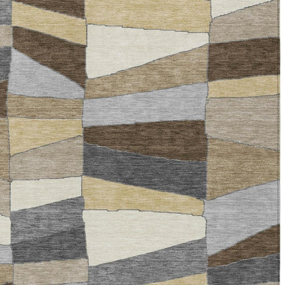 5' X 8' Chocolate And Brown Geometric Washable Indoor Outdoor Area Rug HomeRoots