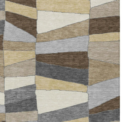 5' X 8' Chocolate And Brown Geometric Washable Indoor Outdoor Area Rug HomeRoots