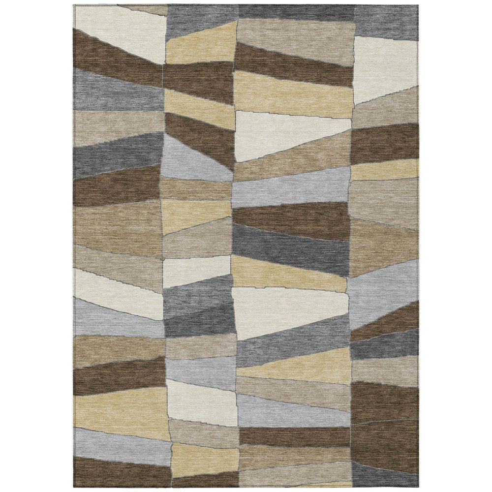 5' X 8' Chocolate And Brown Geometric Washable Indoor Outdoor Area Rug HomeRoots