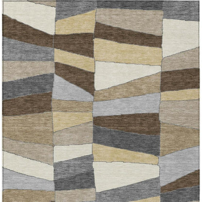 10' X 14' Chocolate And Brown Geometric Washable Indoor Outdoor Area Rug HomeRoots