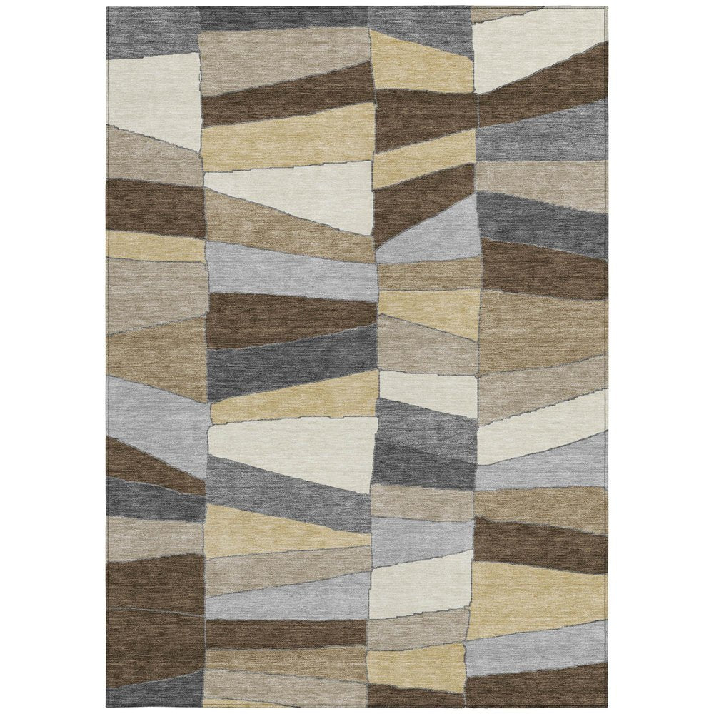 10' X 14' Chocolate And Brown Geometric Washable Indoor Outdoor Area Rug HomeRoots