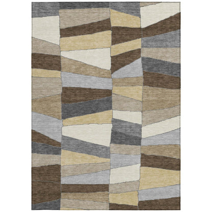 10' X 14' Chocolate And Brown Geometric Washable Indoor Outdoor Area Rug HomeRoots