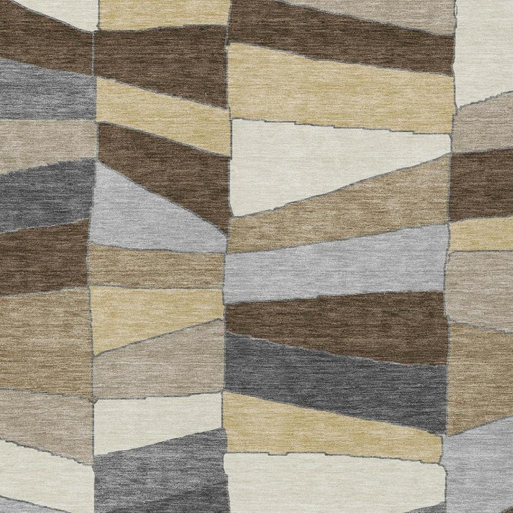 10' X 14' Chocolate And Brown Geometric Washable Indoor Outdoor Area Rug HomeRoots