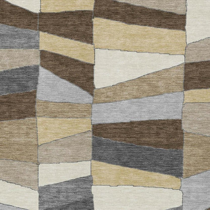 10' X 14' Chocolate And Brown Geometric Washable Indoor Outdoor Area Rug HomeRoots