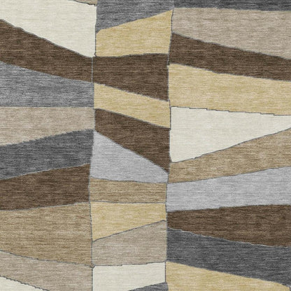 10' X 14' Chocolate And Brown Geometric Washable Indoor Outdoor Area Rug HomeRoots