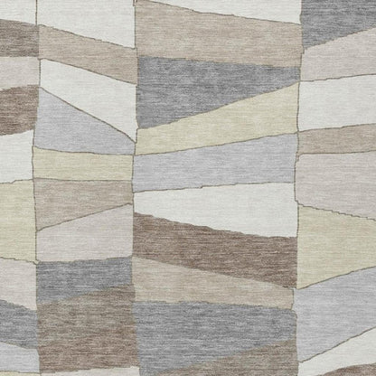 3' X 5' Ivory And Beige Geometric Washable Indoor Outdoor Area Rug HomeRoots