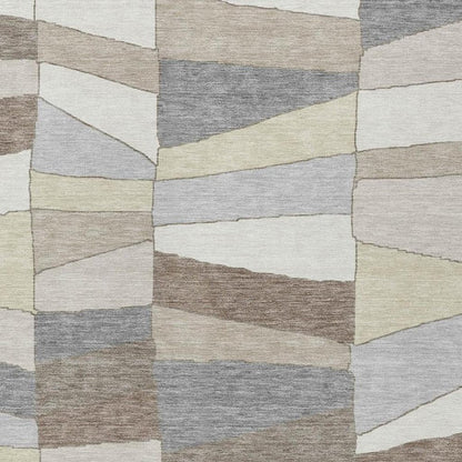 3' X 5' Ivory And Beige Geometric Washable Indoor Outdoor Area Rug HomeRoots