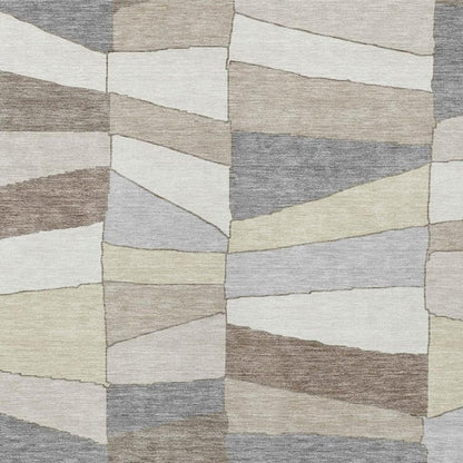 3' X 5' Ivory And Beige Geometric Washable Indoor Outdoor Area Rug HomeRoots