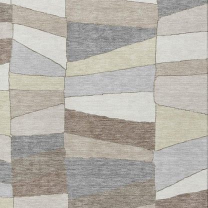 3' X 5' Ivory And Beige Geometric Washable Indoor Outdoor Area Rug HomeRoots