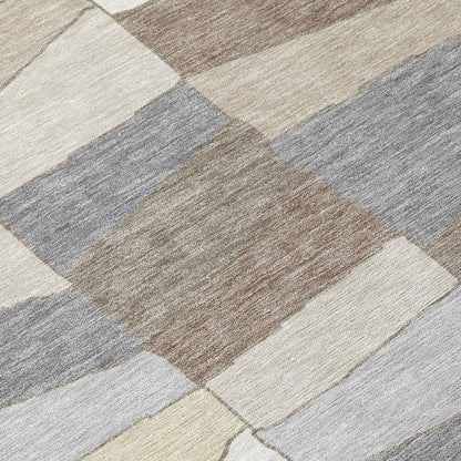 8' Ivory And Beige Round Geometric Washable Indoor Outdoor Area Rug HomeRoots