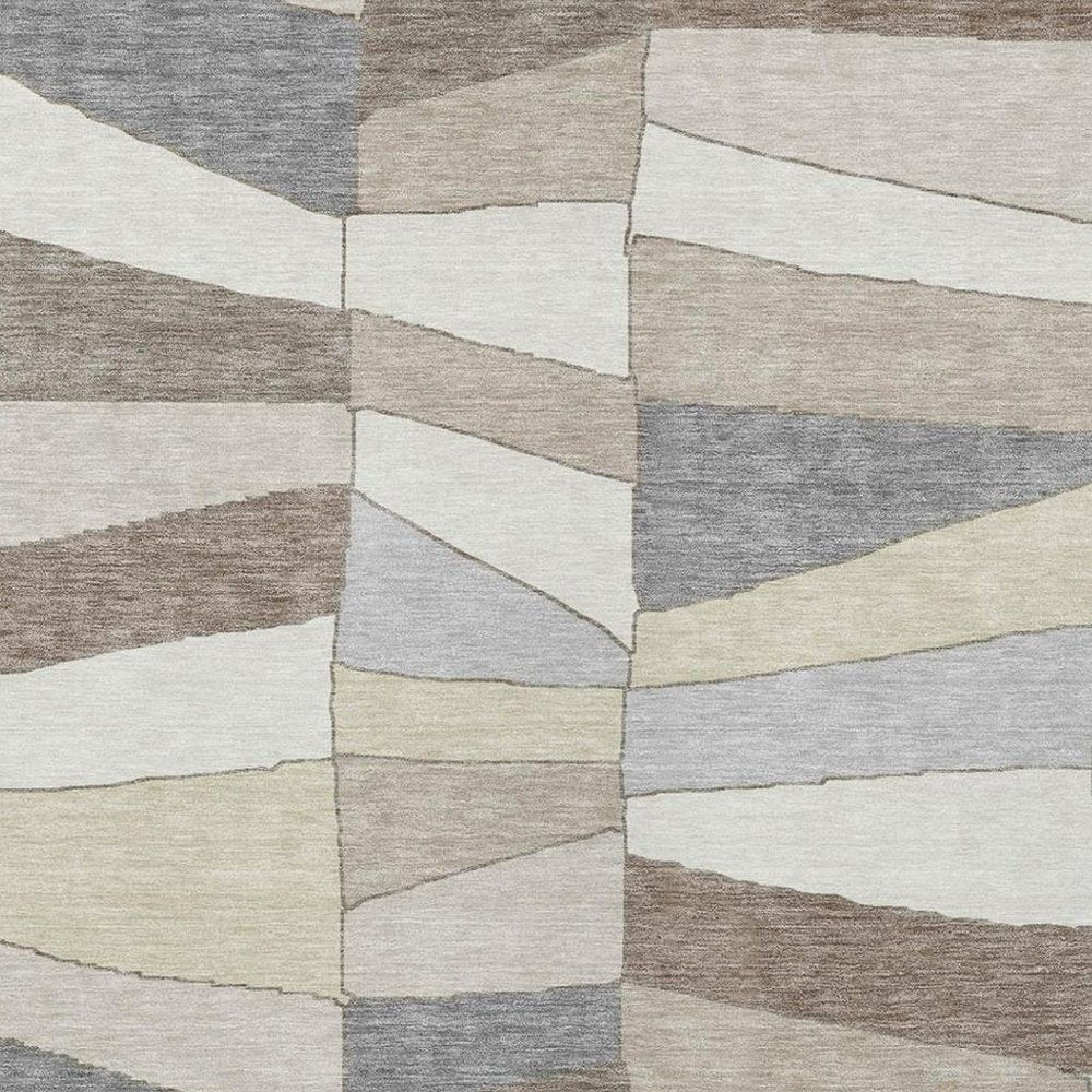 8' X 10' Ivory And Beige Geometric Washable Indoor Outdoor Area Rug HomeRoots