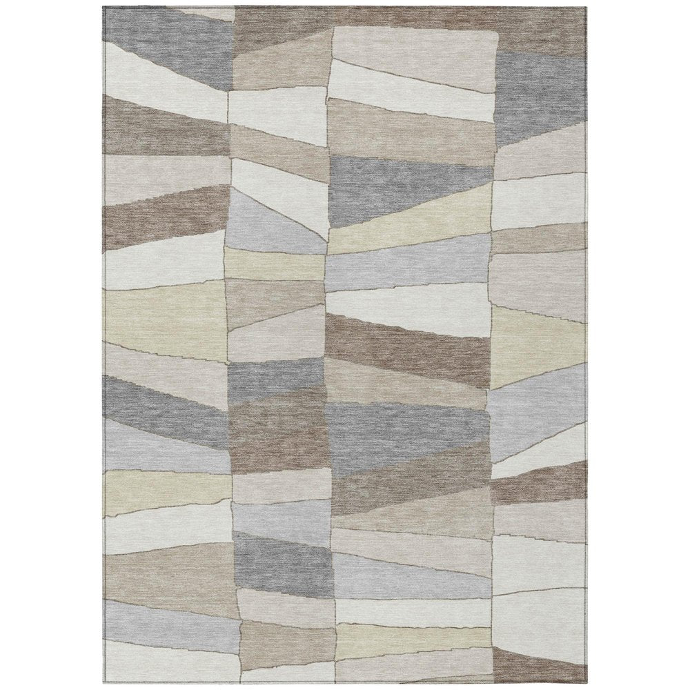 8' X 10' Ivory And Beige Geometric Washable Indoor Outdoor Area Rug HomeRoots