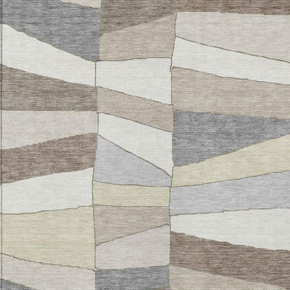 10' X 14' Ivory And Beige Geometric Washable Indoor Outdoor Area Rug HomeRoots